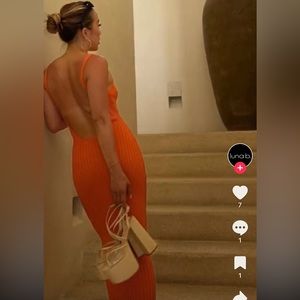 Orange knit midi dress NWT size S